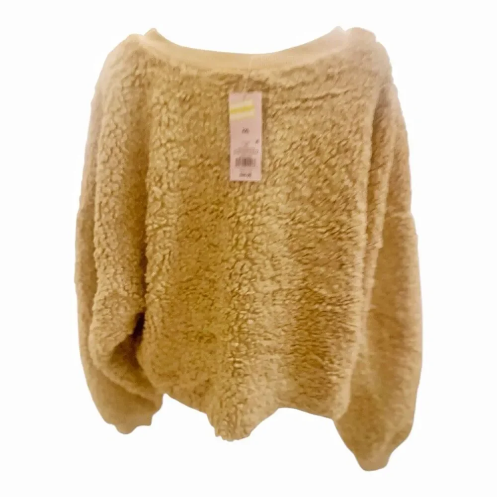 Wild Fable Tan Fleece‎ Cropped Pullover Boho Casual Size XXL NWT - Picture 3 of 6